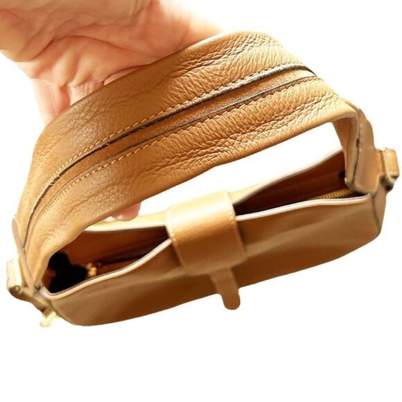 Alessandro Mari Genuine Leather Tan Crossbody Shoulder Bag - Picture 9 of 9